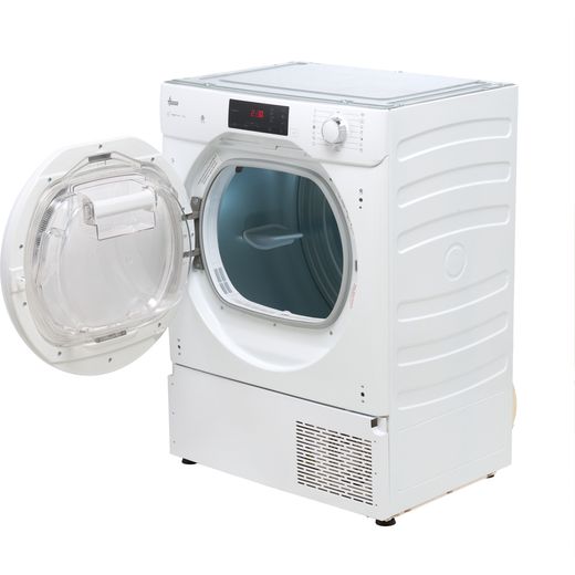 Hoover H-DRY 300 BATD H7A1TE-80 Integrated Wifi Connected 7Kg Heat Pump Tumble Dryer - White - left perspective door open